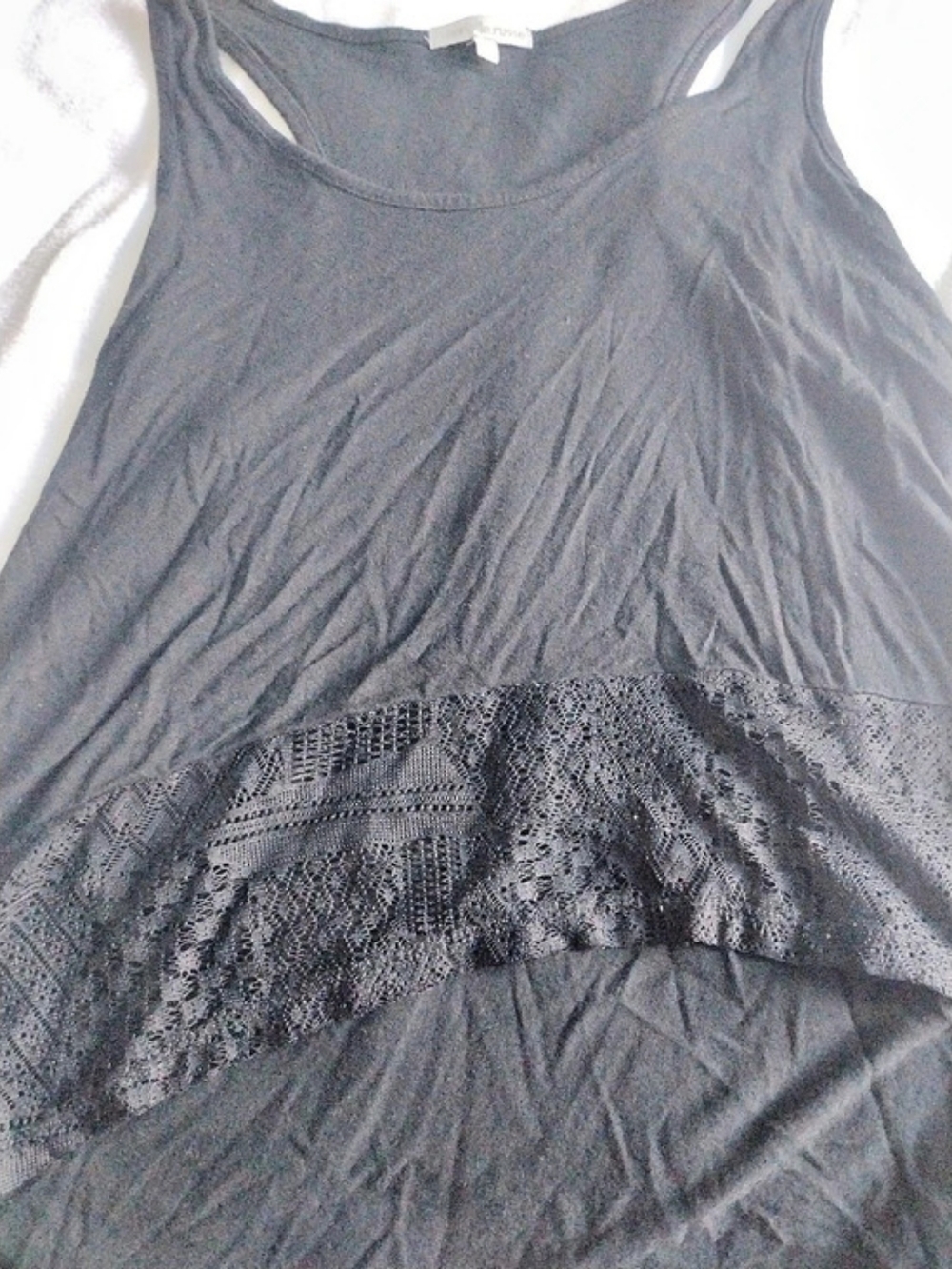 Charlotte Russe Lace Panel Tank Top in Black Size Small